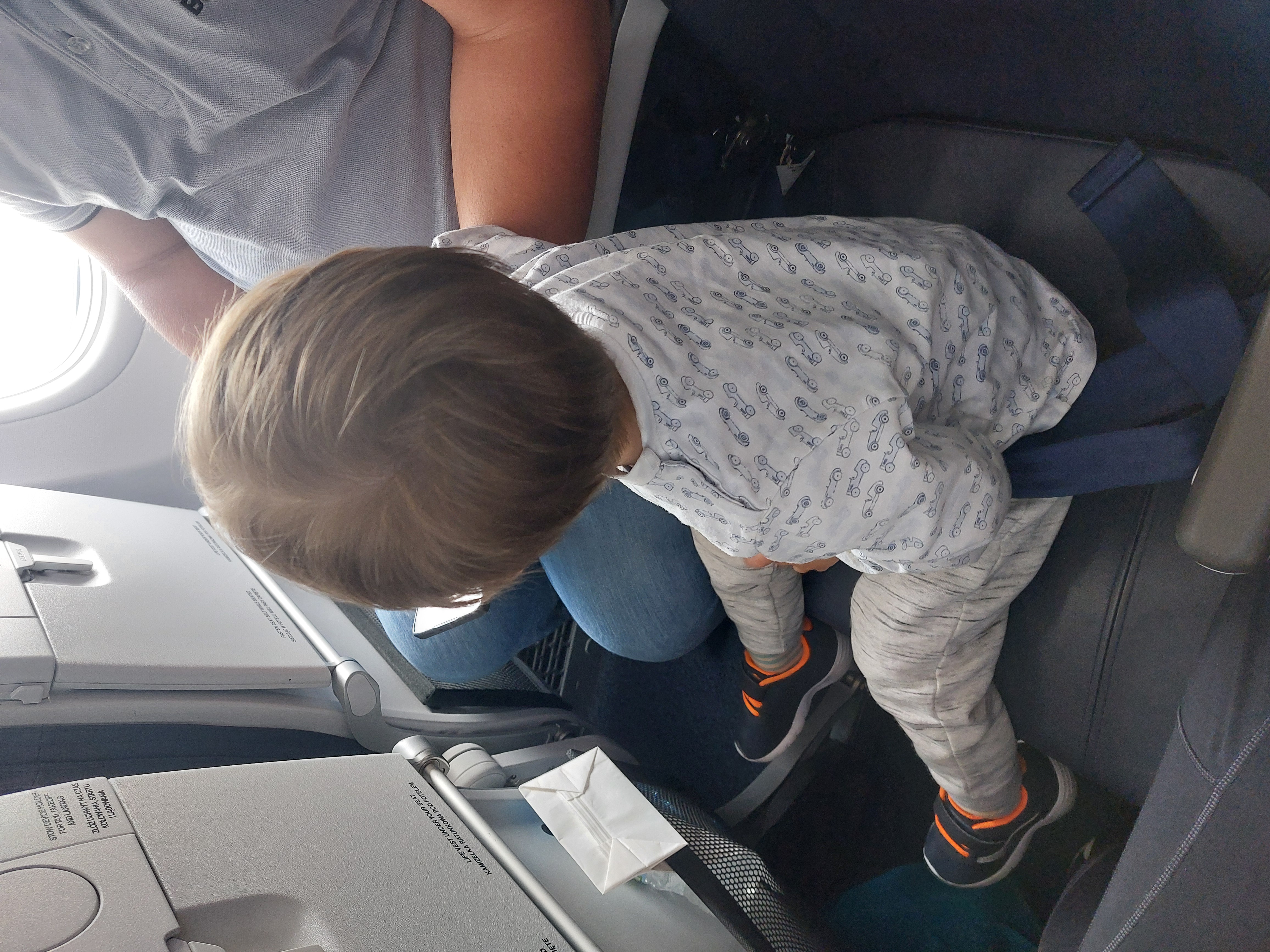Lolo an Bord des LOT-Flugzeugs auf dem Rückflug